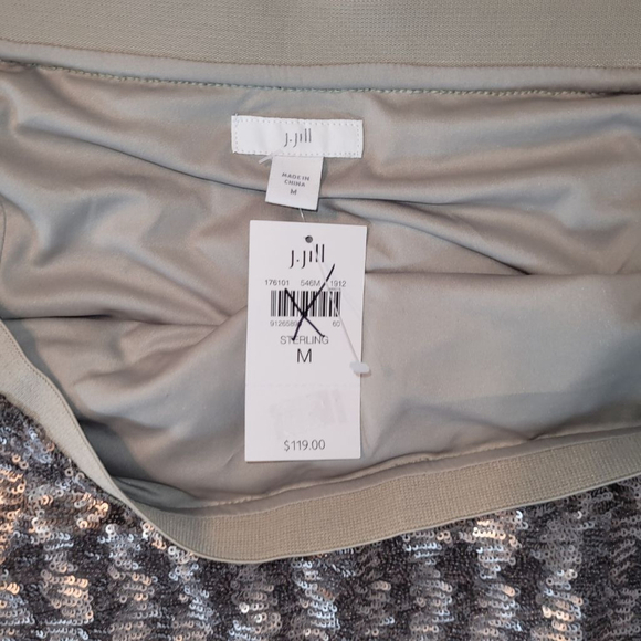 Women's J.Jill Sequin Pencil Skirt M Silver/Sterling - Picture 4 of 8